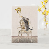 Carte 19e anniversaire Ballons et Tabby Cat (Fleur jaune)