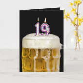Carte 19e anniversaire Bière sur noir (Fleur jaune)