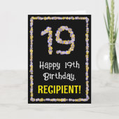 Carte 19e anniversaire : Floral Flowers Numéro, Nom pers (Devant)