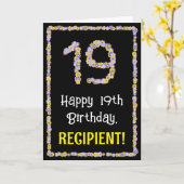 Carte 19e anniversaire : Floral Flowers Numéro, Nom pers (Fleur jaune)