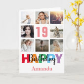 Carte 19e anniversaire heureux Collage photo moderne ros (Fleur jaune)