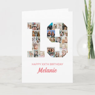 Carte 19e anniversaire Numéro 19 Photo Collage personnal