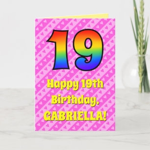 Carte 19e anniversaire : Pink Stripes & Hearts, Arc-en-c