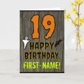 Carte 19e anniversaire : Thème Halloween Éffrayant, Nom  (Fleur jaune)