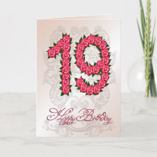 Carte 19ème anniversaire avec rose et feuille