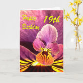 Carte 19ème pensée heureuse de fleur d'anniversaire (Fleur jaune)