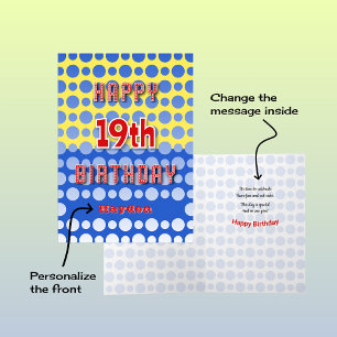Carte 19th Birthday add name circles pattern
