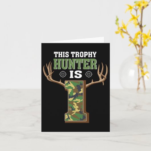 Carte 1 an Chasse 1er anniversaire fête Chasseur de cerf (Fleur jaune)