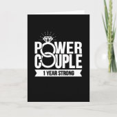 Carte 1 an de puissance forte Couple mignon 1er annivers (Devant)