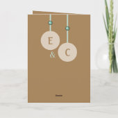 Carte 1 an papier initiales anniversaire vert brun (Dos)
