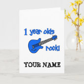 Carte 1 an rock ! 1er anniversaire du bébé personnalisé (Fleur jaune)