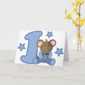 Carte 1 An Vieux bébé Souris Anniversaire Cadeau (Fleur jaune)