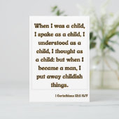 Carte 1 Corinthiens 13:11 Bible Écriture Salutation (Debout devant)