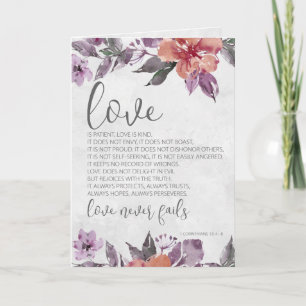 Carte 1 Corinthiens 13:4-8 Bible Verse Mariage floral