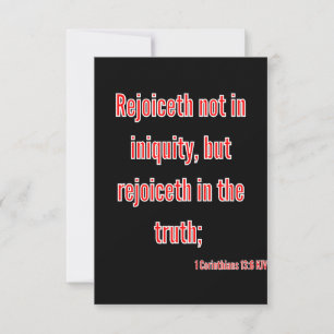 Carte 1 Corinthiens 13:6 Écriture biblique Salutation