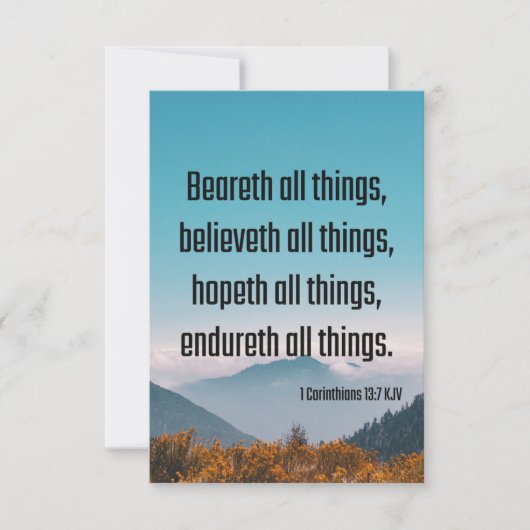 Carte 1 Corinthiens 13:7 Bible Écriture Pic Salutation (Devant)