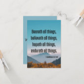 Carte 1 Corinthiens 13:7 Bible Écriture Pic Salutation (Devant/Arrière en situation)
