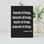 Carte 1 Corinthiens 13:7 KJV Bible Écriture Salutation (Debout devant)