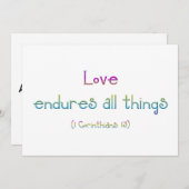 Carte 1 Corinthiens 13 - L'Amour Endure Toutes Les Chose (Devant / Derrière)