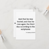 Carte 1 Corinthiens 15:4 KJV Bible Écriture Salutation (Devant/Arrière en situation)