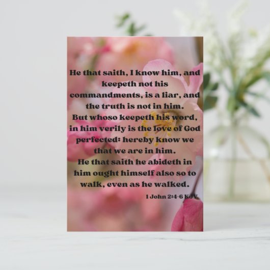 Carte 1 Jean 2:4-6 KJV Bible Scripture Pic Salutation (Debout devant)