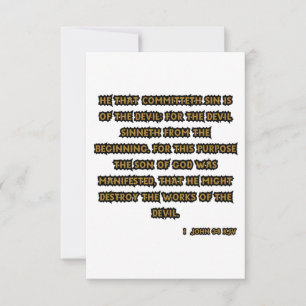 Carte 1 Jean 3:8 KJV Bible Scripture Salutation