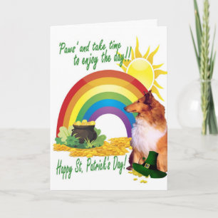 Carte 1. Magnifique Collie St. Patrick's Day Card