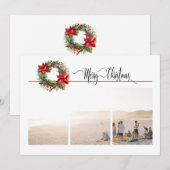 Carte 1 ou 3 photo avec la couronne de Noël (Devant / Derrière)
