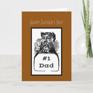 Carte #1 Papa Dessin Vintage Bonne Fête des Pères