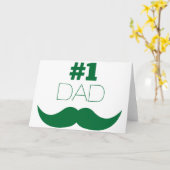 Carte #1 Papa Moustache verte - Numéro Un (Fleur jaune)