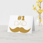 Carte #1 Papa Mustache d'or - Numéro Un (Fleur jaune)