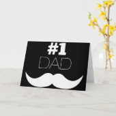 Carte #1 Papa Mustache noire et blanche - Numéro un (Fleur jaune)