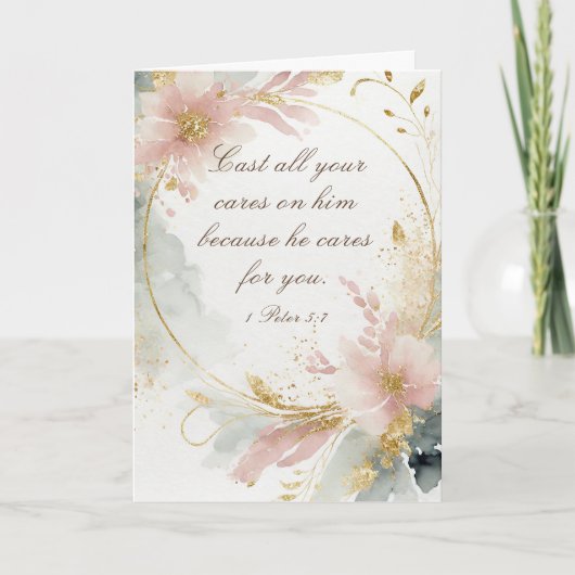 Carte 1 Pierre 5:7 Jetez toutes vos soucis sur lui Bible (Devant)