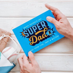 Carte #1 Super Papa Superhero Fête des pères de bande de