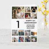 Carte 1er anniversaire 13 photo Collage noir et blanc (Fleur jaune)