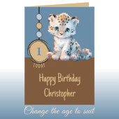 Carte 1er anniversaire 1 aujourd'hui nom mignon léopard