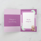 Carte 1er Anniversaire ajouter nom mignon paresseux vert (Intérieur)