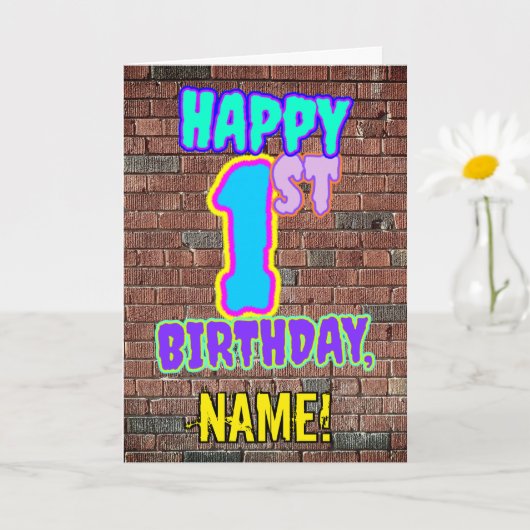 Carte 1er Anniversaire - Amusant, Graffiti urbain inspir (Petite plante)
