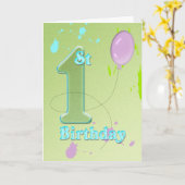 Carte 1er anniversaire (anniversaire) (Fleur jaune)