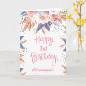 Carte 1er anniversaire aquarelle Botanique rose floral (Fleur jaune)