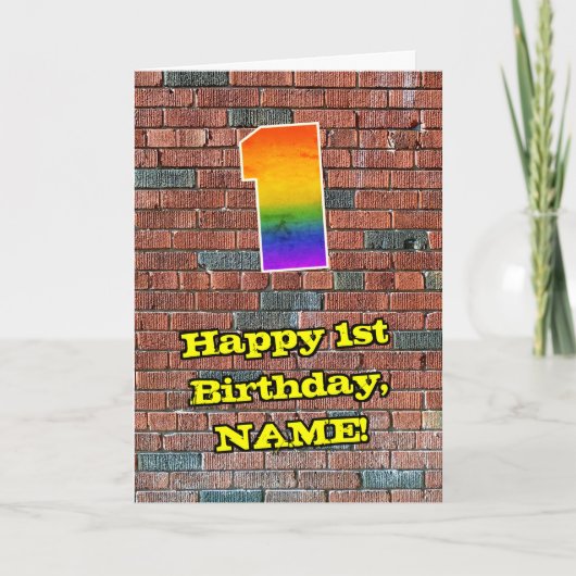 Carte 1er anniversaire : Arc-en-ciel amusant inspiré par (Devant)