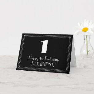 Carte 1er Anniversaire ~ Art Déco Inspiré Look "1", Nom
