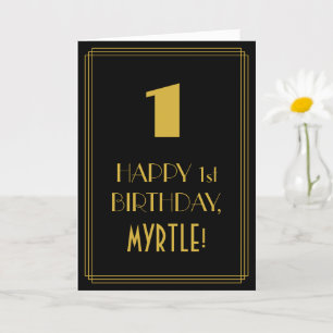 Carte 1er anniversaire ~ Art Déco Inspiré Look "1" & Nom