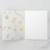 Carte 1er anniversaire. Ballons et chat roux. (Intérieur)