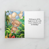 Carte 1er anniversaire bleu ballon teddy (Intérieur)
