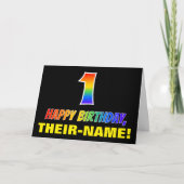 Carte 1er anniversaire : Bold, amusant, simple, arc-en-c (Devant)
