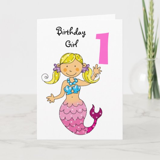 Carte 1er anniversaire cadeau pour une fille, mignonne s (Devant)