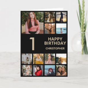 Carte 1er Anniversaire Collage photo 13 Photos Black & G