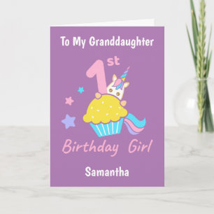 Carte 1er anniversaire Cupcake Unicorn Grandgirl