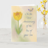 Carte 1er anniversaire de la perte de son aquarelle Flow (Fleur jaune)